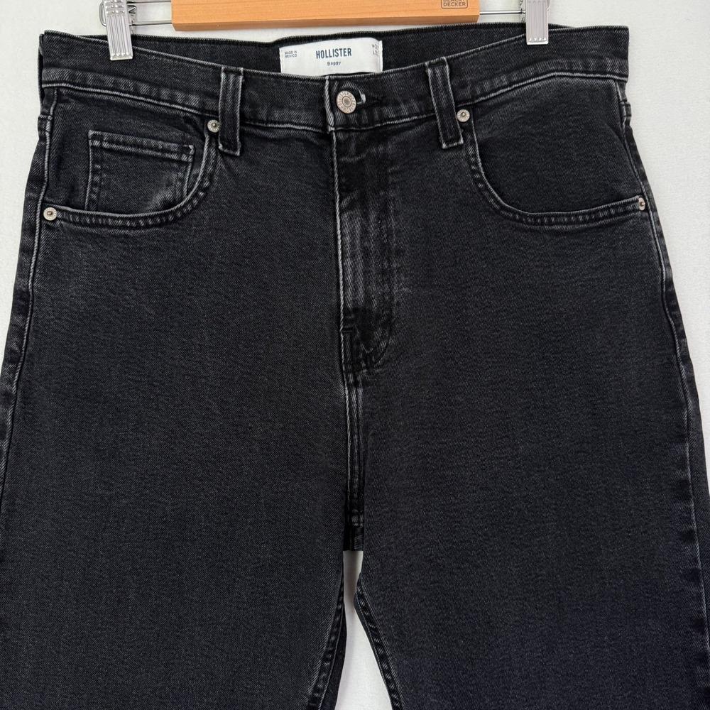 Hollister Baggy Jeans Mens 32x29 Washed Black Relaxed Fit Denim Y2K Streetwear - Picture 2 of 14